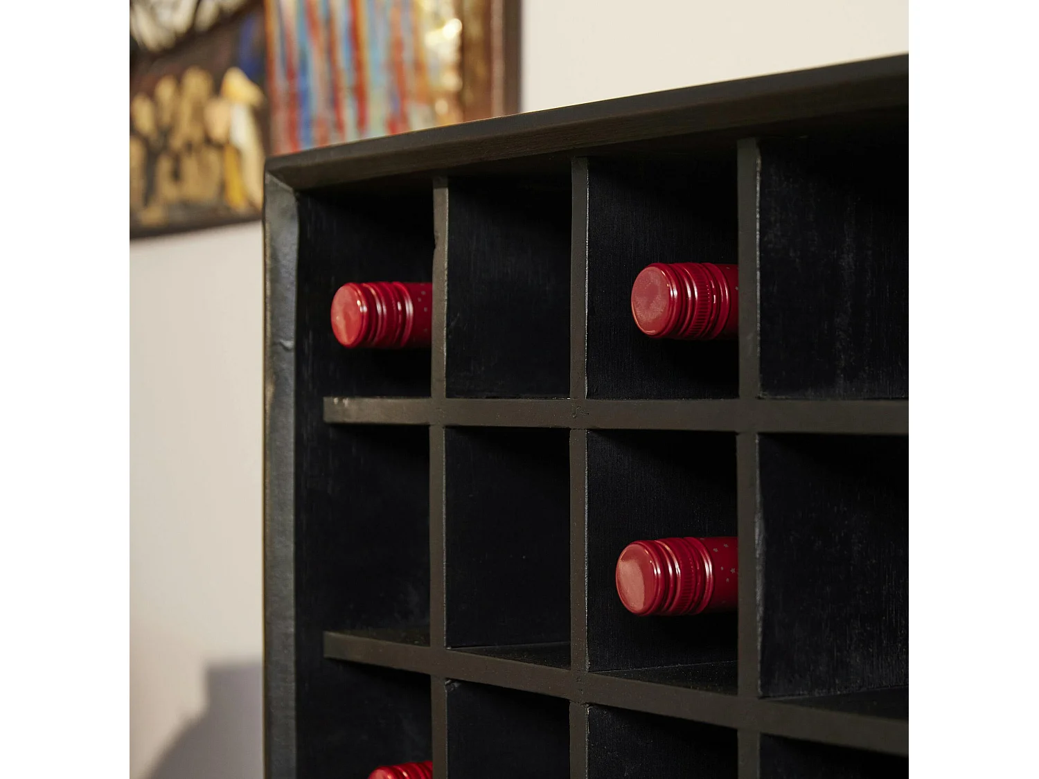 Minibar salon bois noir 1 porte 1 casier CORTINA