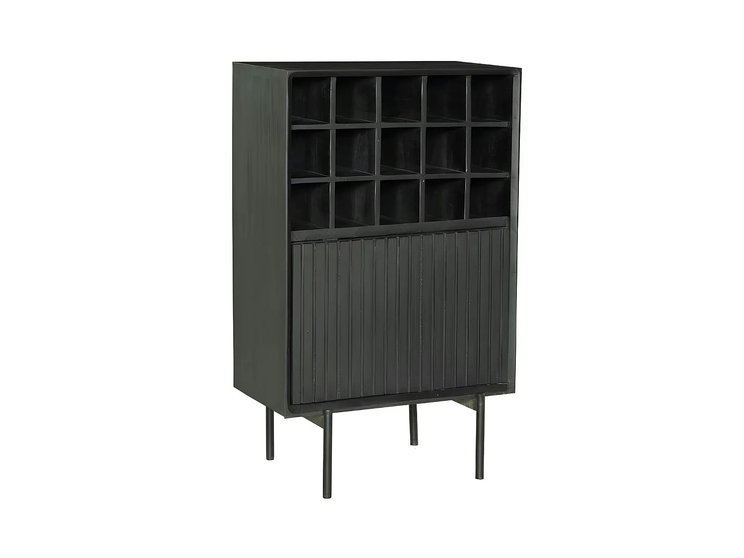 Minibar salon bois noir 1 porte 1 casier CORTINA