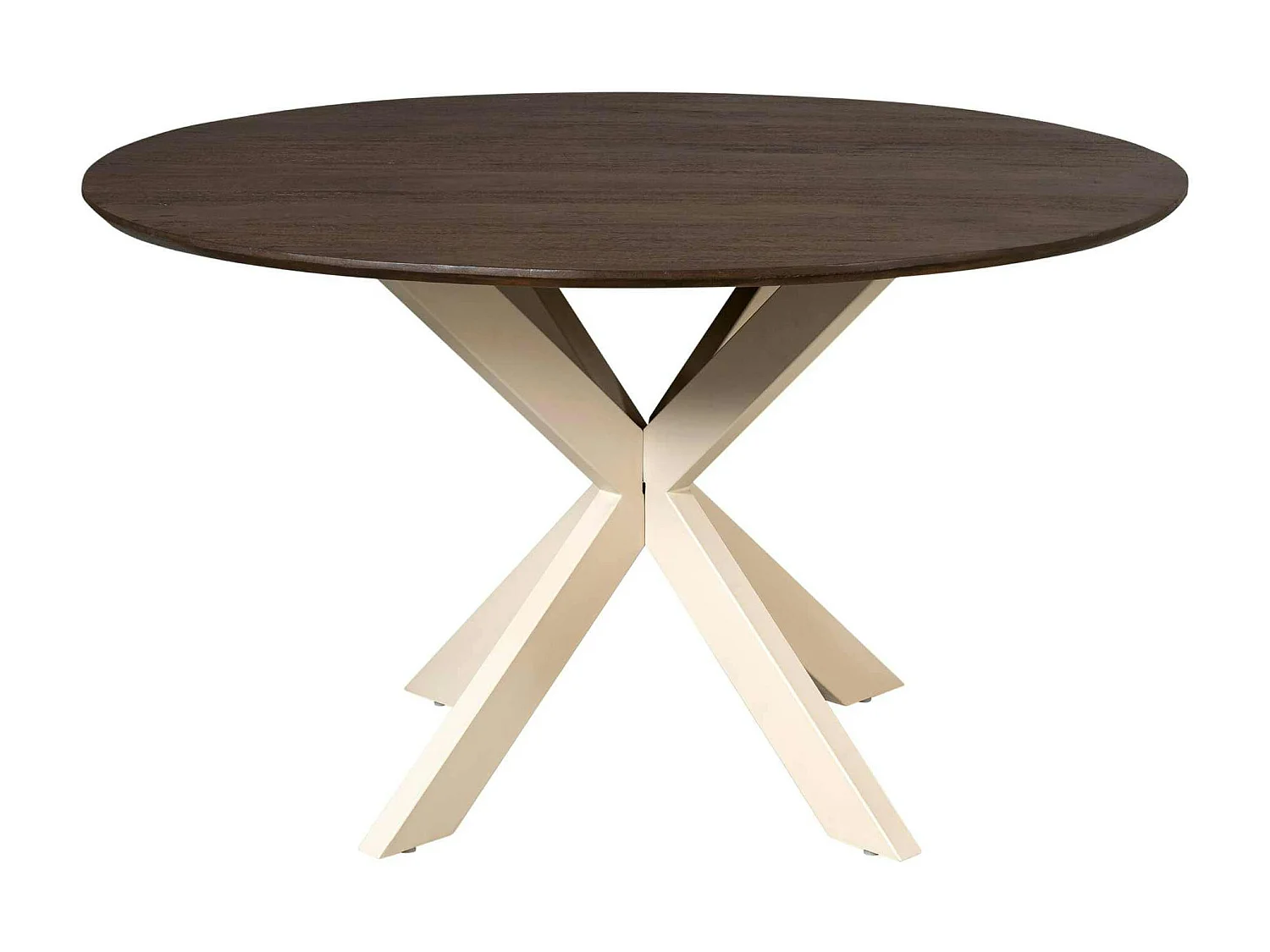 Table ronde bois brun pied blanc Ø150 cm CORTINA