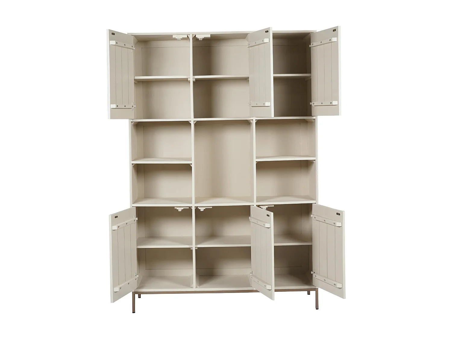 Bibliothèque étagère bois sable 6 portes rainurées CORTINA