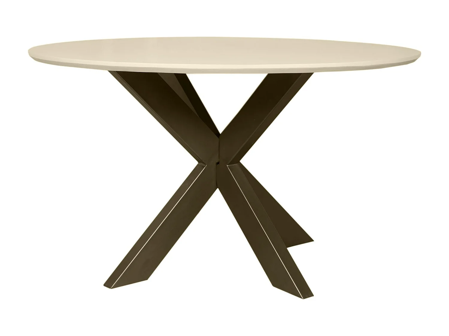 Table à manger ronde bois beige pied bronze Ø110 cm CORTINA