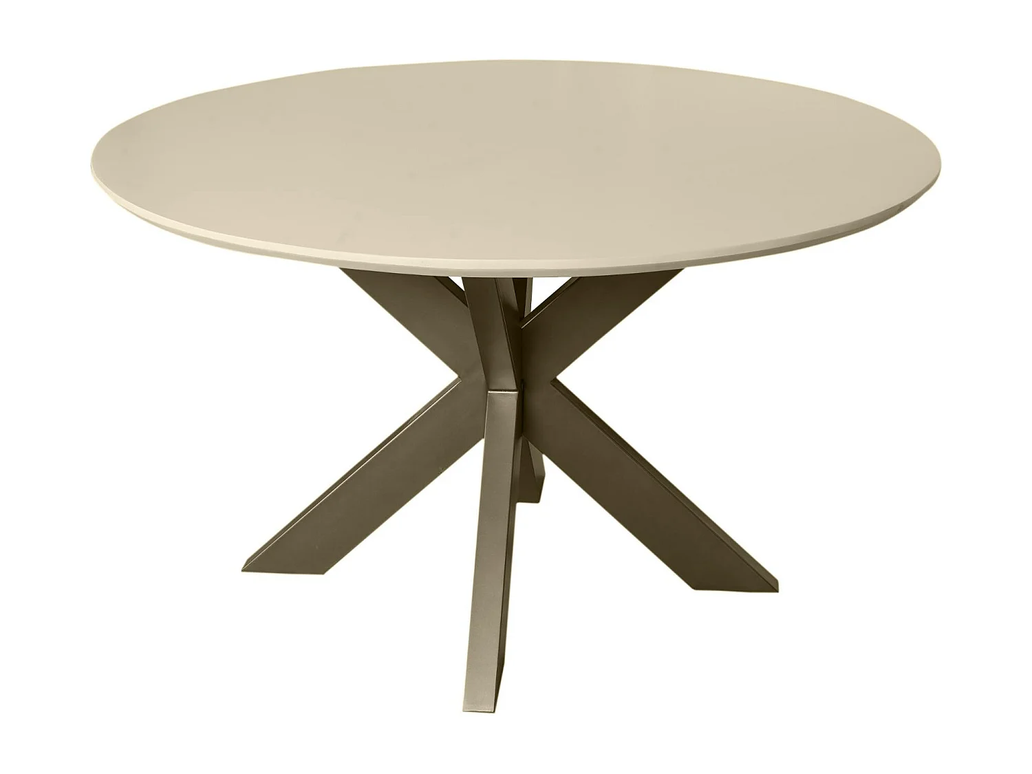 Table à manger ronde bois beige pied bronze Ø110 cm CORTINA