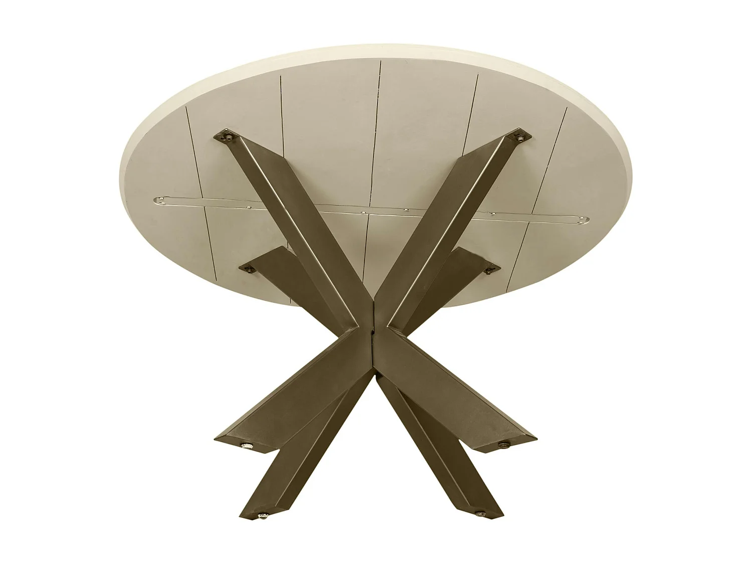 Table à manger ronde bois beige pied bronze Ø110 cm CORTINA