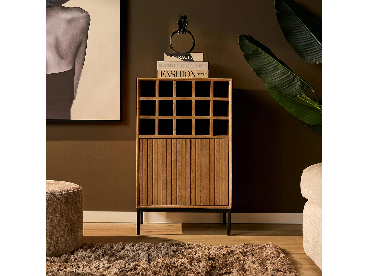 Minibar salon en bois 1 porte 1 casier CORTINA