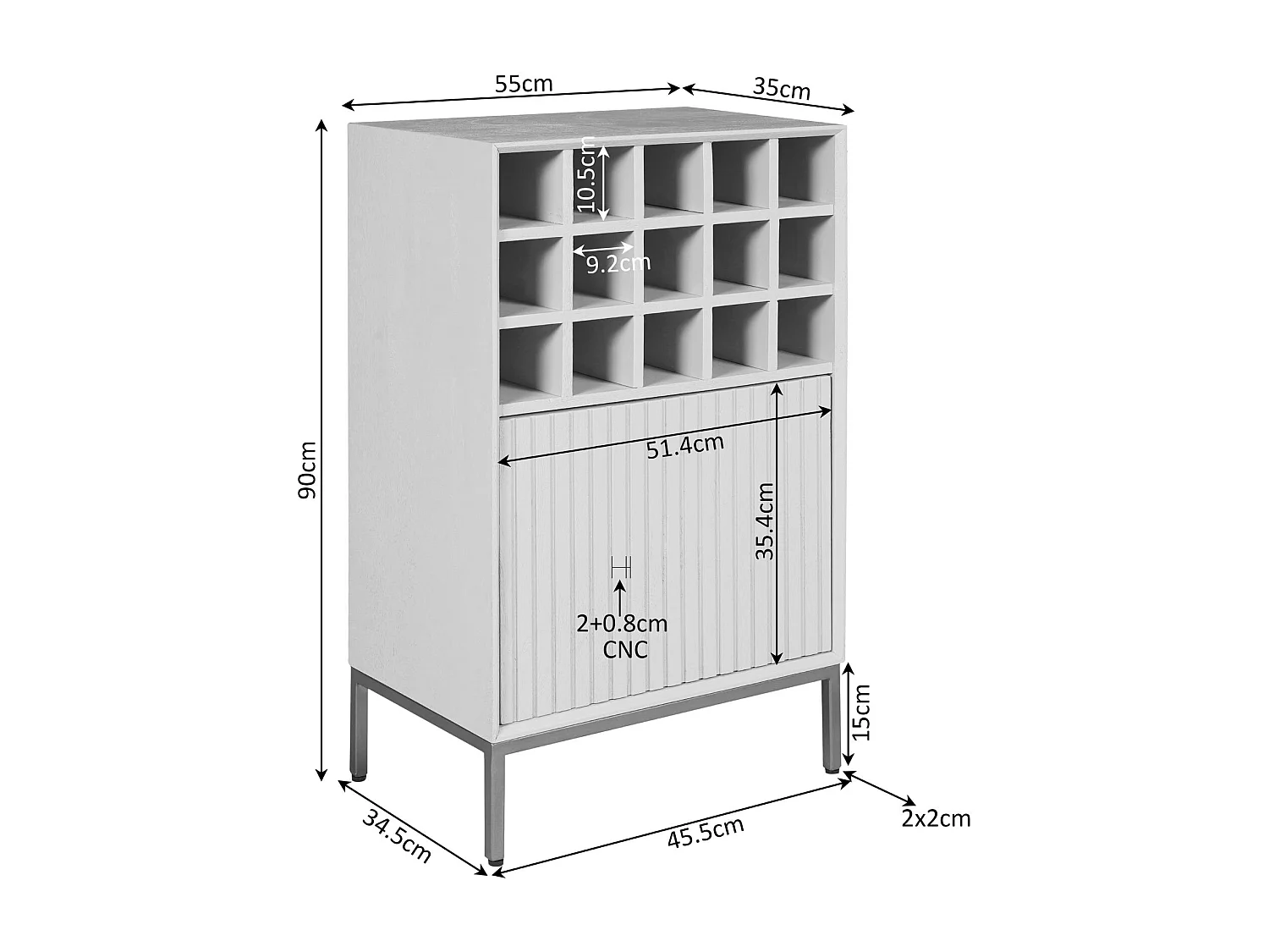 Minibar salon en bois 1 porte 1 casier CORTINA