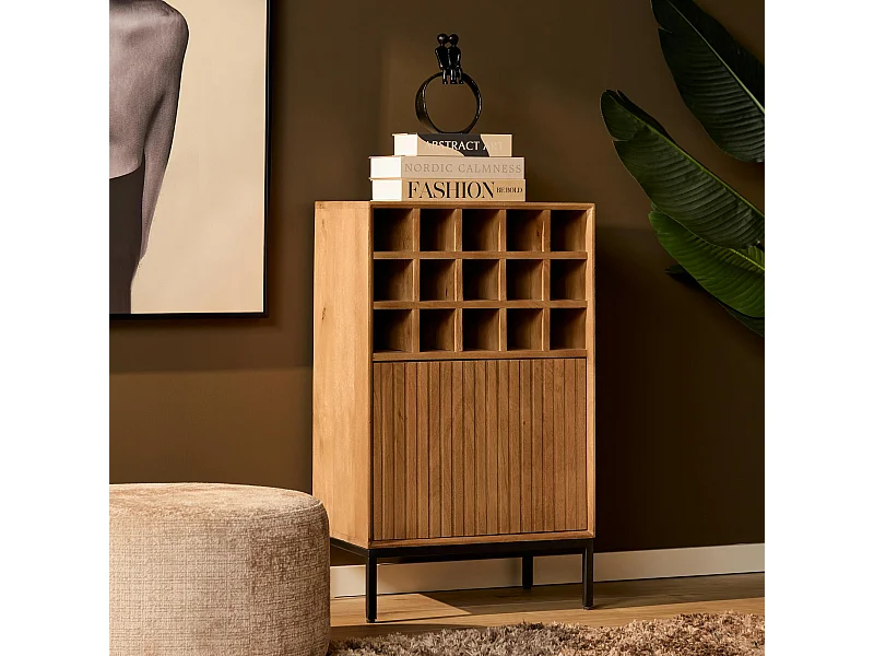 Minibar salon en bois 1 porte 1 casier CORTINA