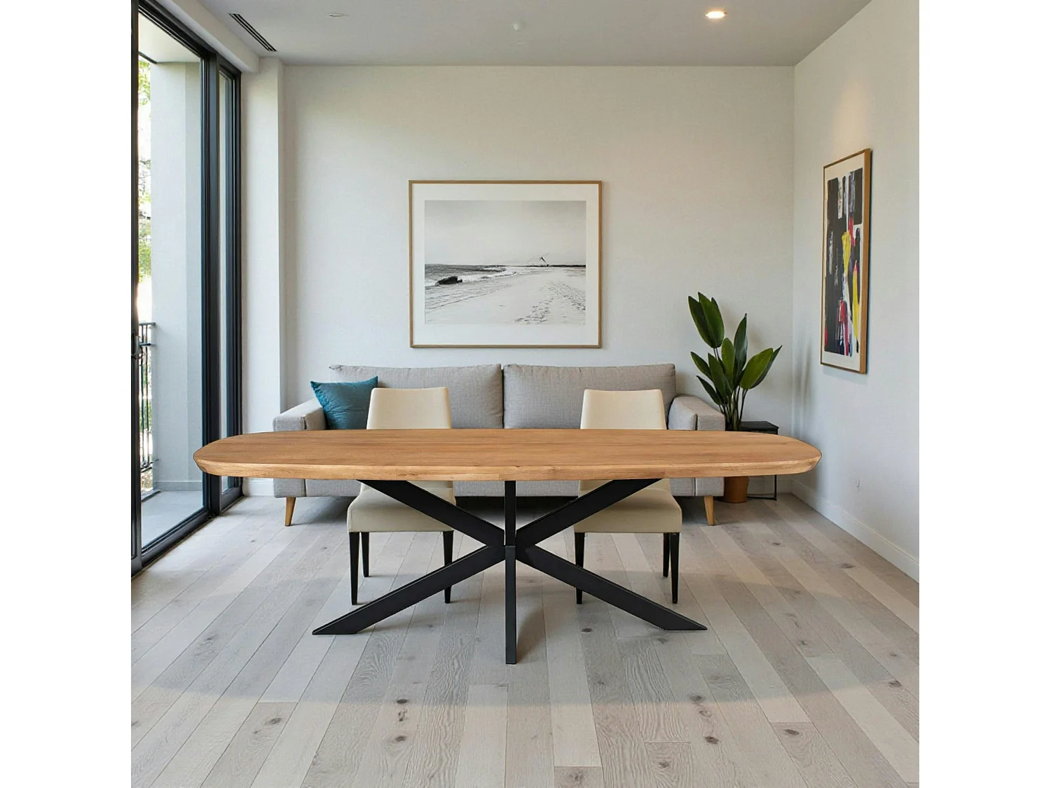 Table à manger bois bords arrondis 280 cm CORTINA