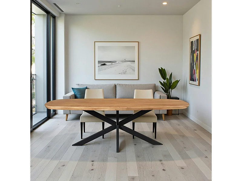 Table à manger bois bords arrondis 280 cm CORTINA