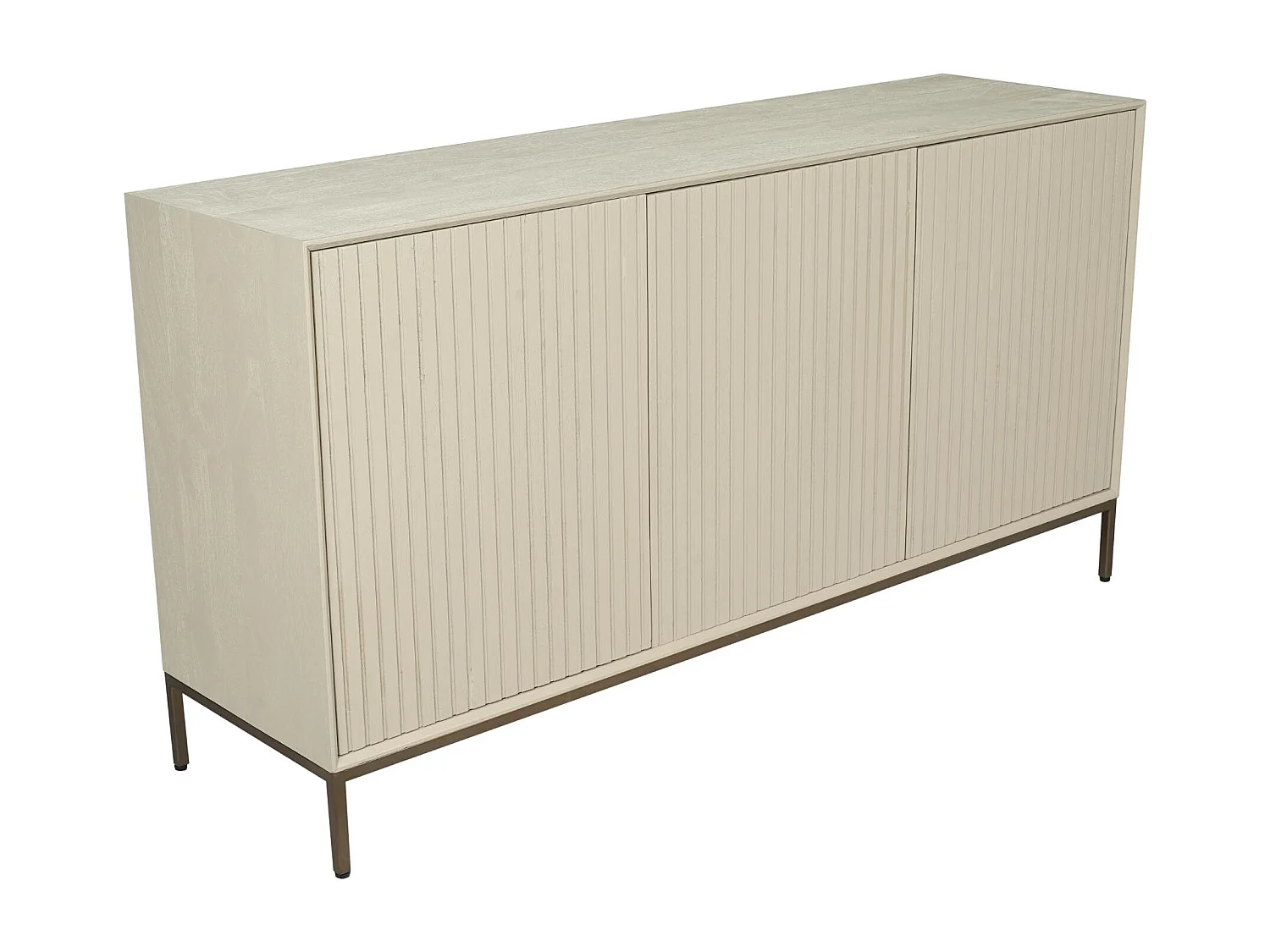 Buffet bois beige 3 portes rainurées 165 cm CORTINA