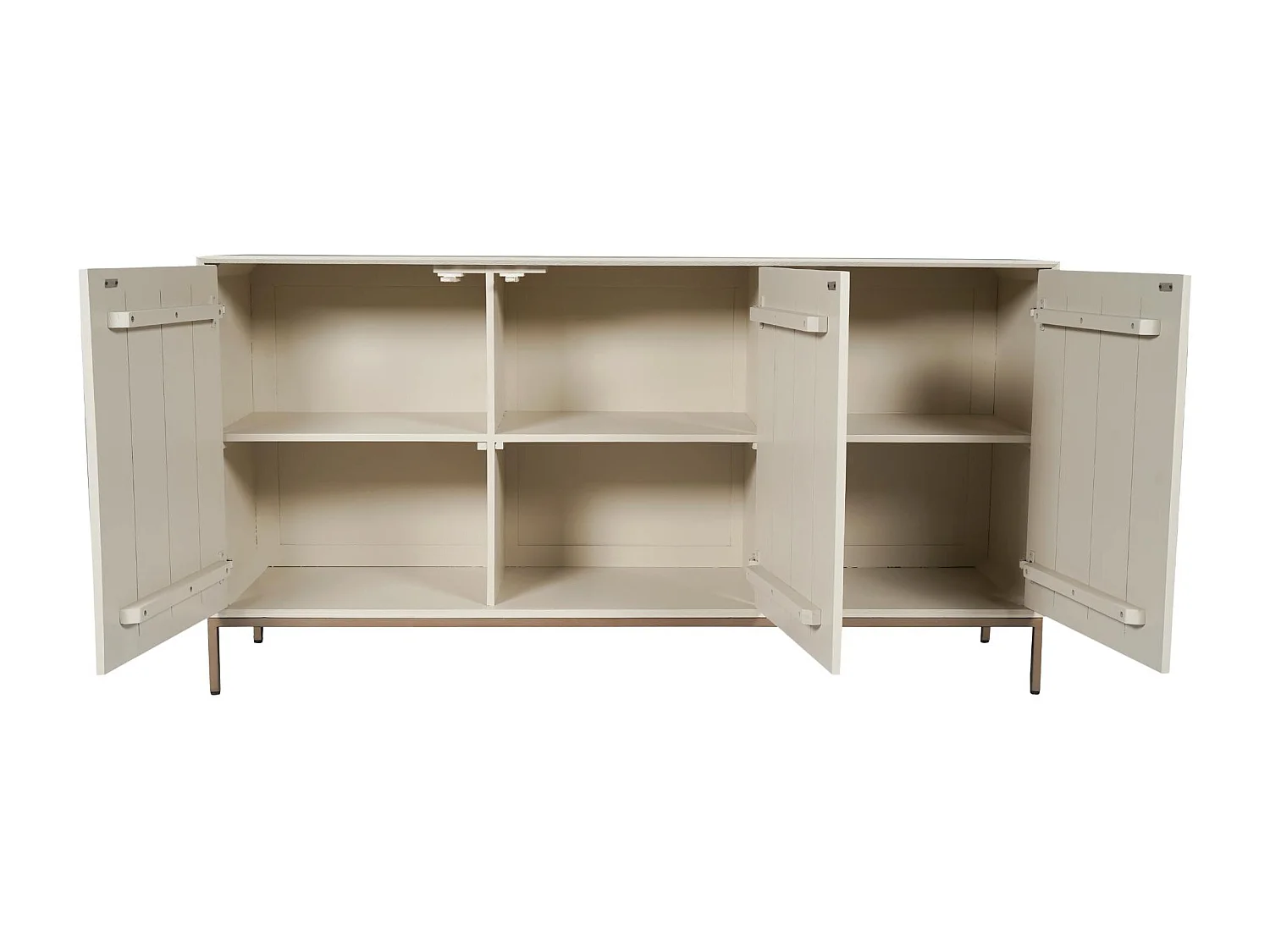 Buffet bois beige 3 portes rainurées 165 cm CORTINA