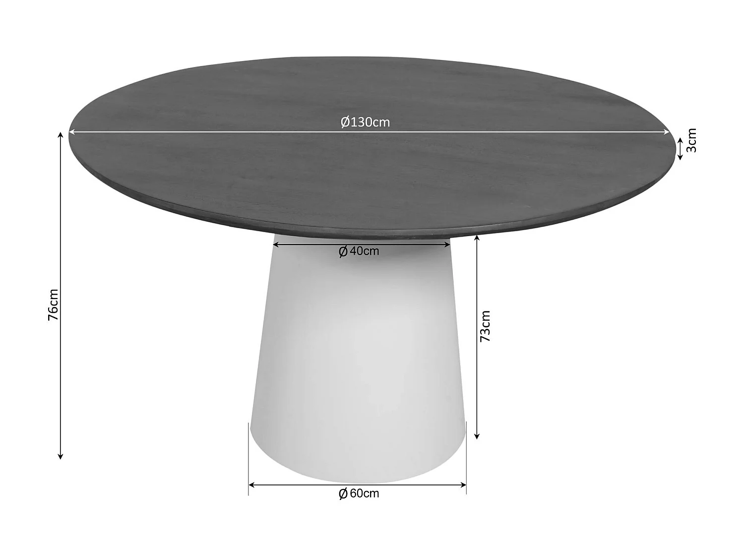 Table à manger ronde bois brun pied central Ø130 cm CORTINA