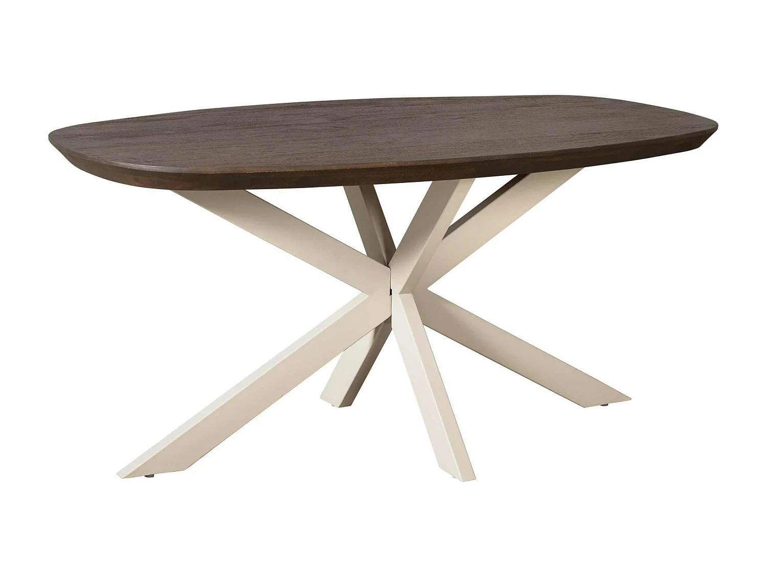 Table à manger bois brun pied blanc 160 cm CORTINA