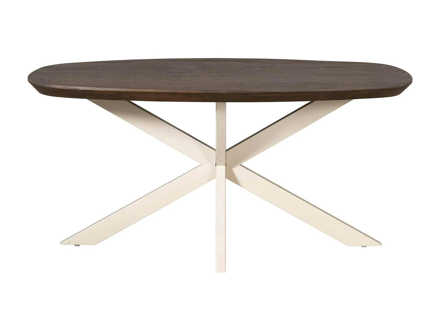 Table à manger bois brun pied blanc 160 cm CORTINA