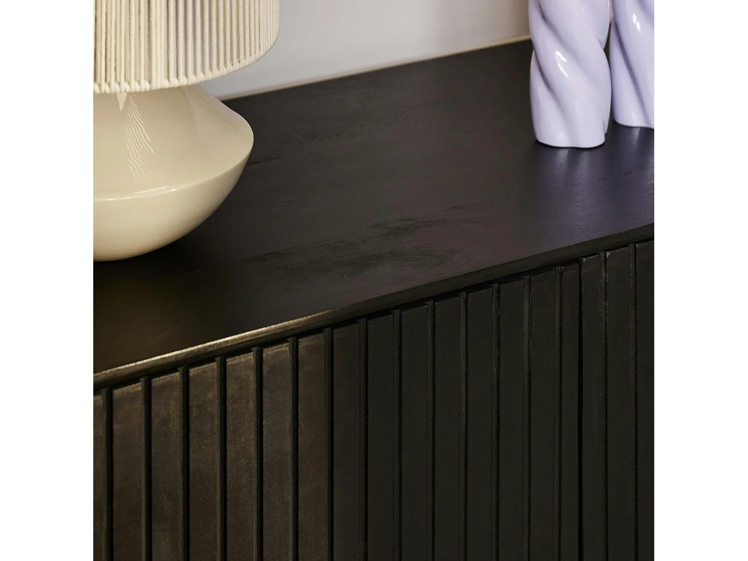 Buffet bois noir 3 portes rainurées 165 cm CORTINA