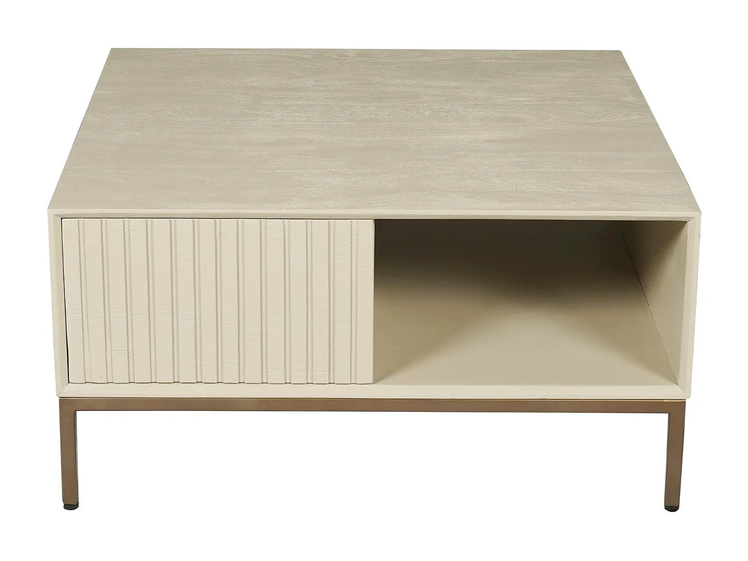 Table basse carrée en bois beige 2 tiroirs CORTINA