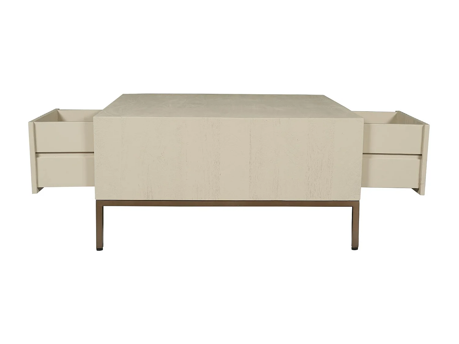 Table basse carrée en bois beige 2 tiroirs CORTINA