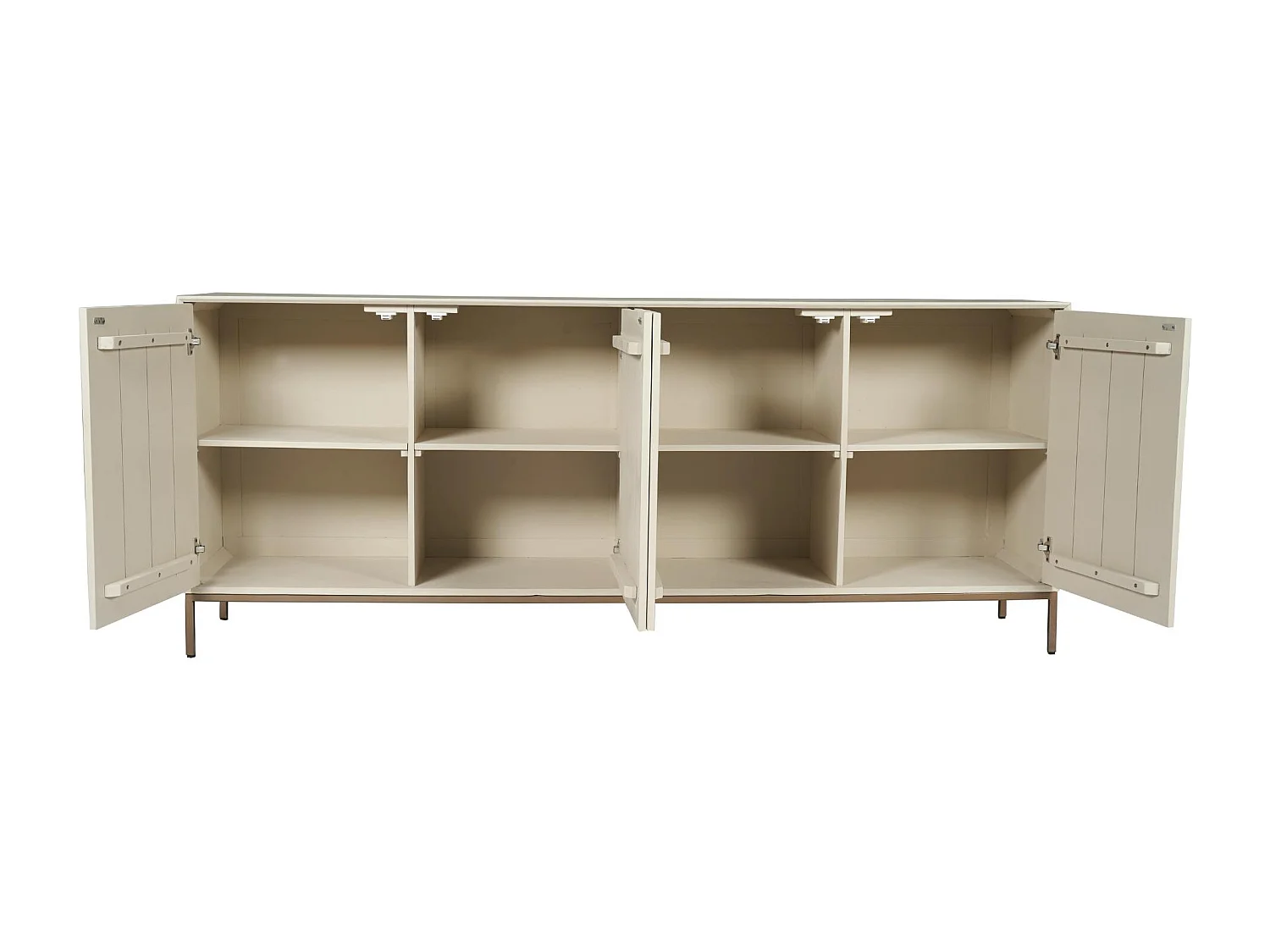 Buffet bois beige 4 portes rainurées 210 cm CORTINA