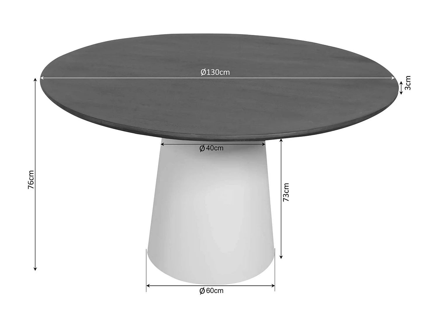 Table à manger ronde pied central bois Ø130 cm CORTINA