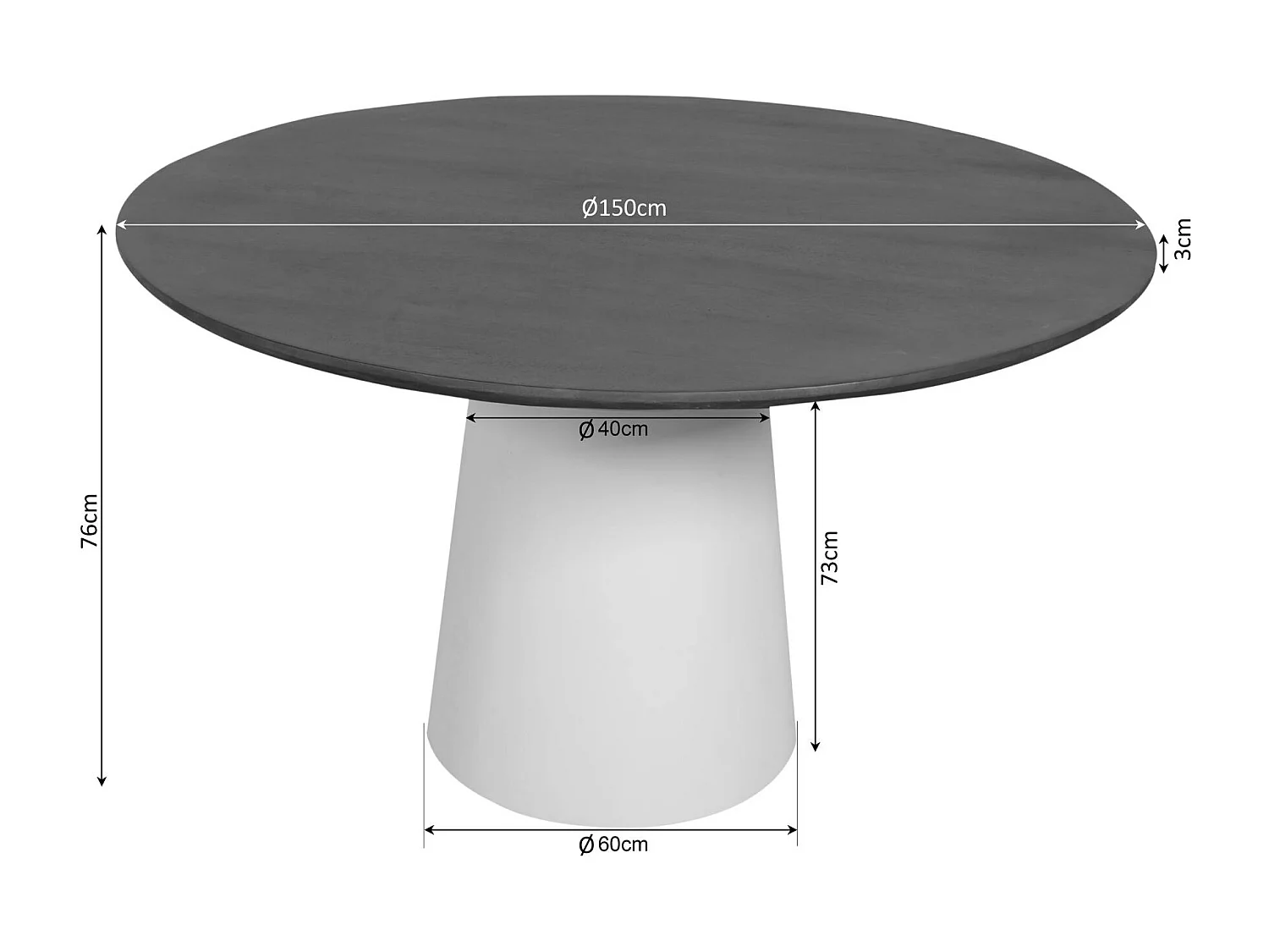 Table à manger ronde bois brun pied central Ø150 cm CORTINA