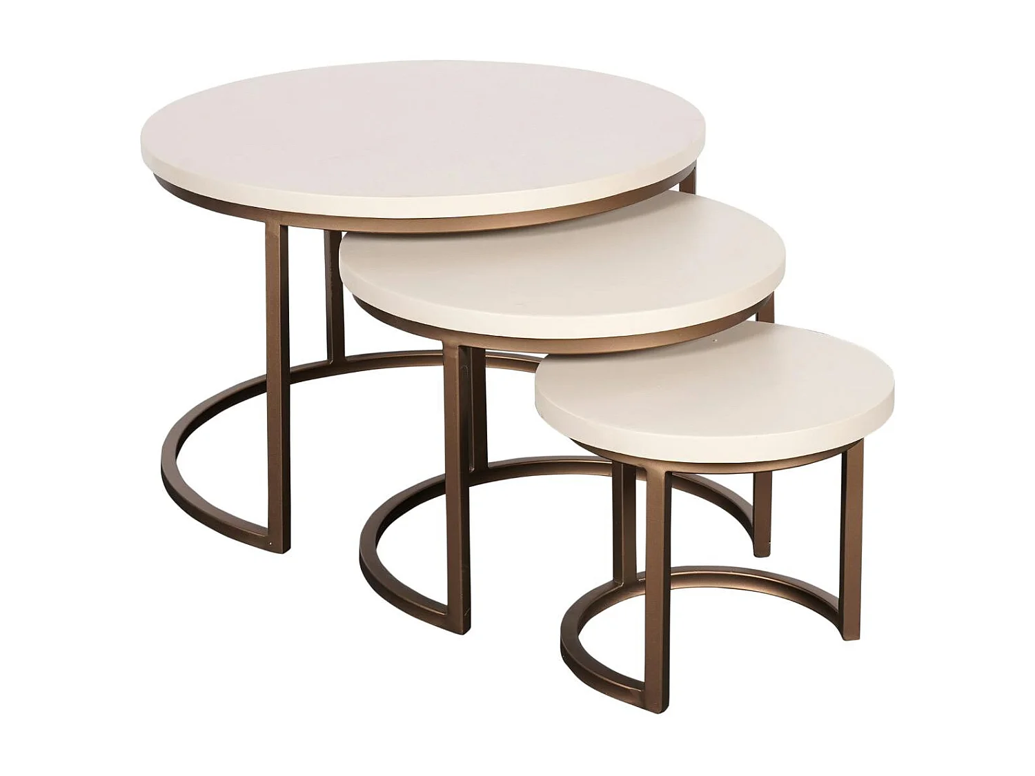Table basse gigogne bois sable pied bronze (lot de 3) CORTINA