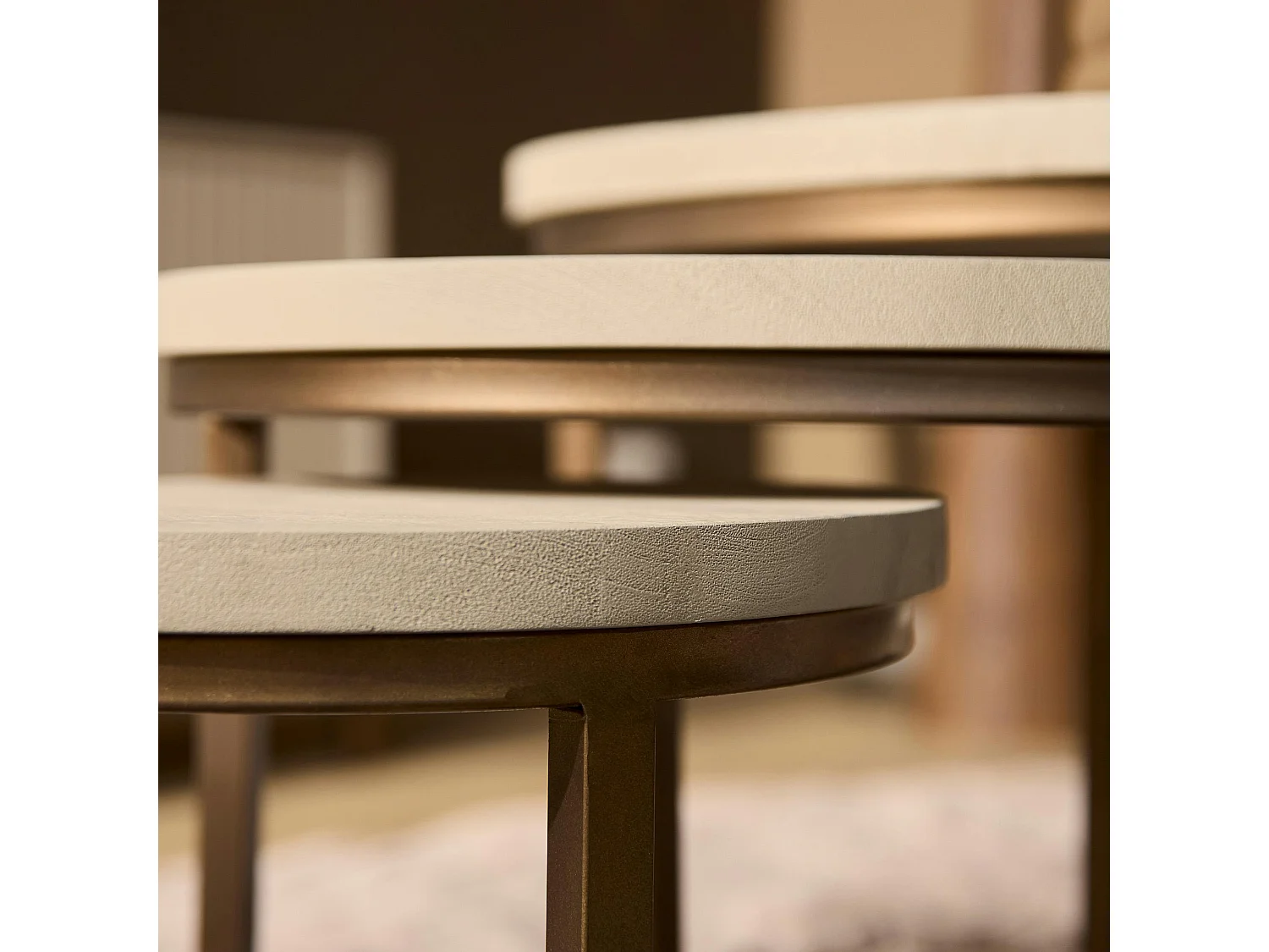 Table basse gigogne bois sable pied bronze (lot de 3) CORTINA
