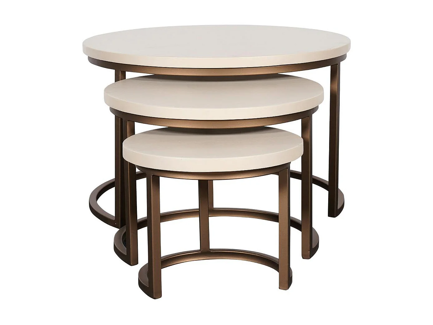 Table basse gigogne bois sable pied bronze (lot de 3) CORTINA
