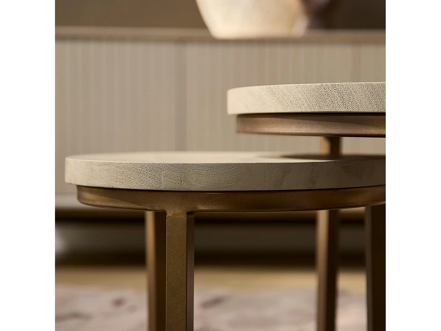 Table basse gigogne bois sable pied bronze (lot de 3) CORTINA