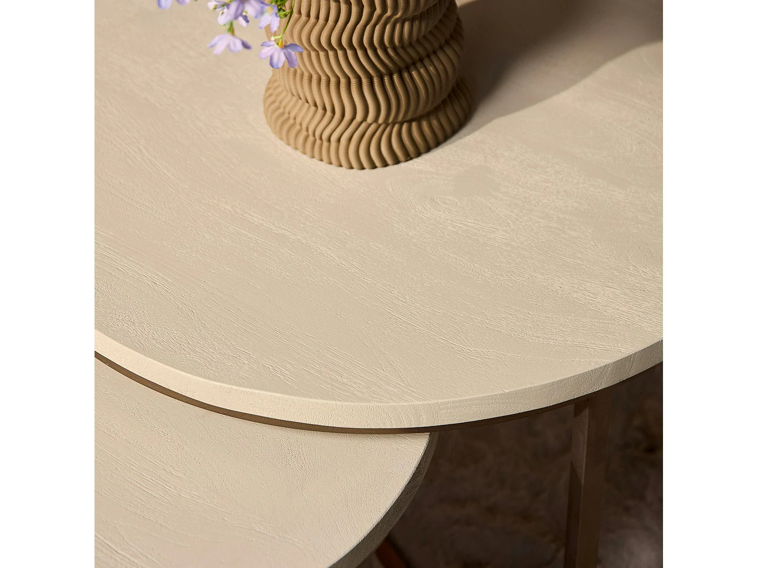 Table basse gigogne bois sable pied bronze (lot de 3) CORTINA