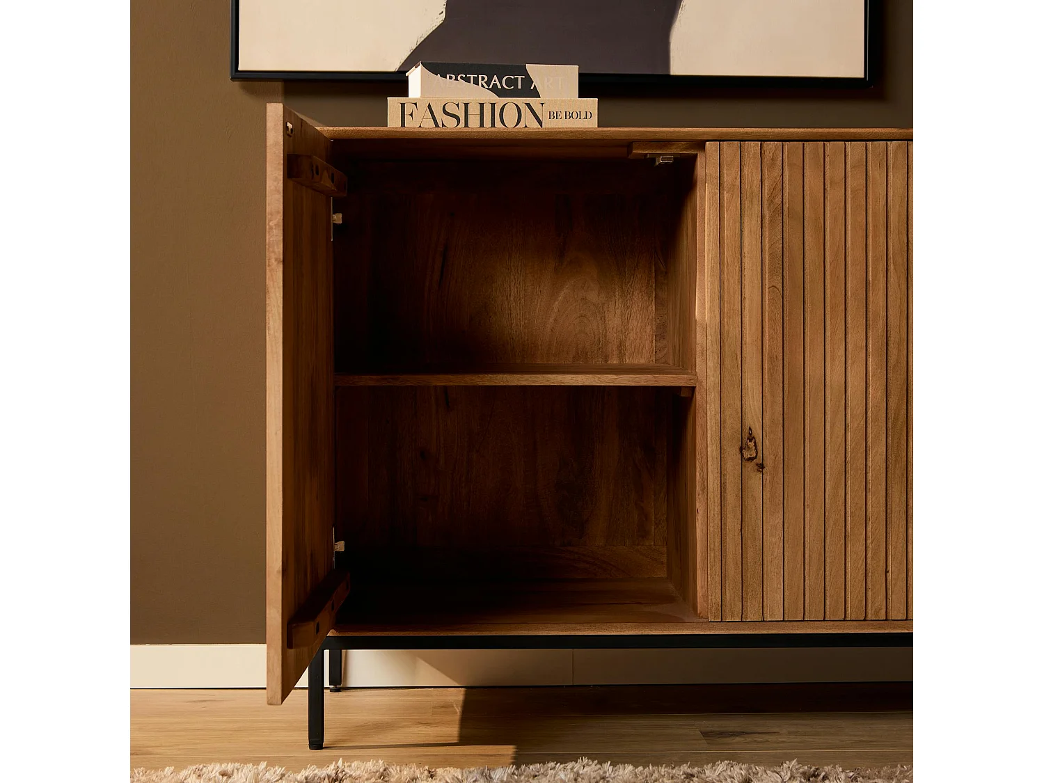 Buffet bois 3 portes rainurées CORTINA