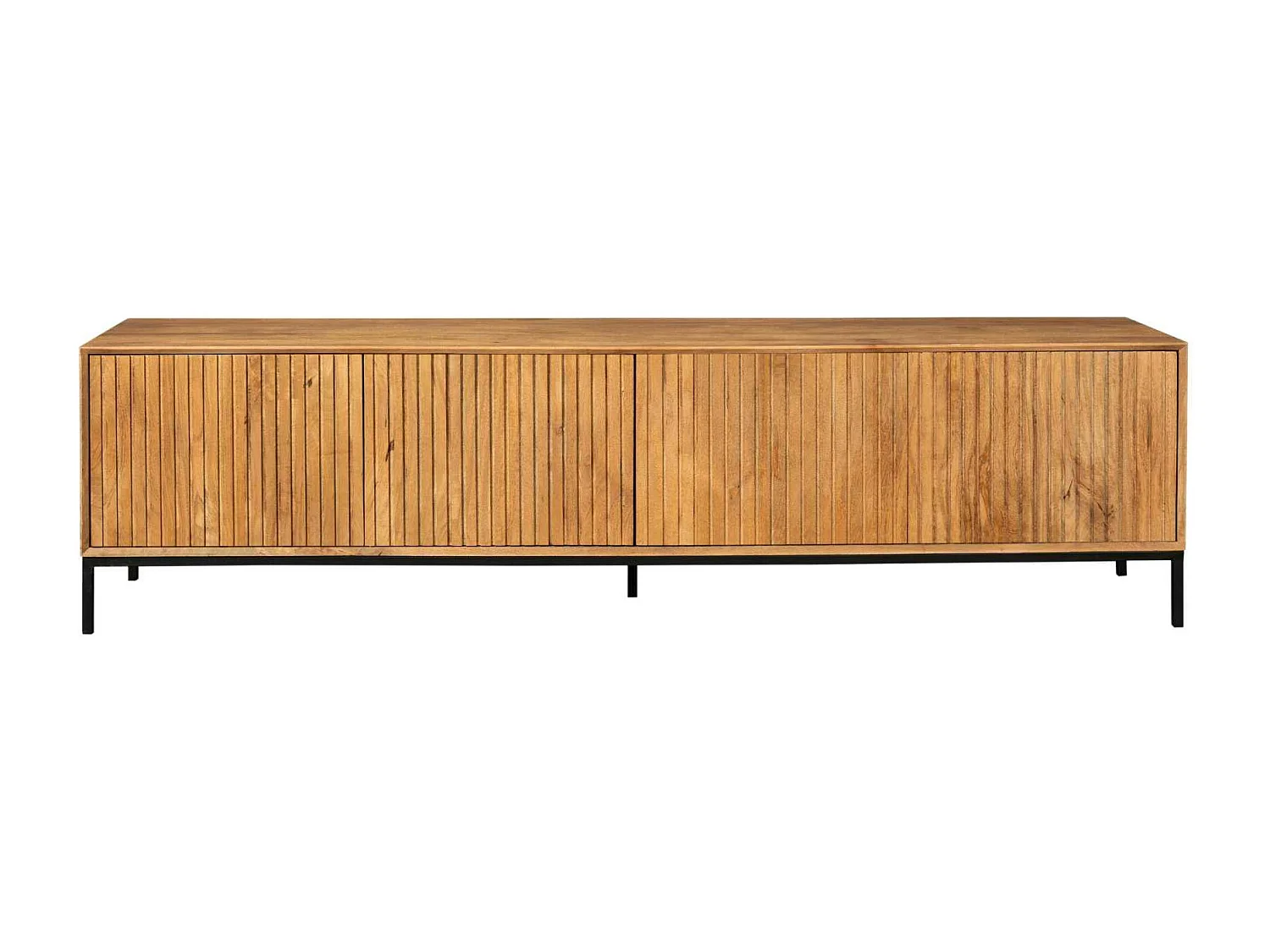 Meuble TV en bois 4 portes rainurées 210 cm CORTINA