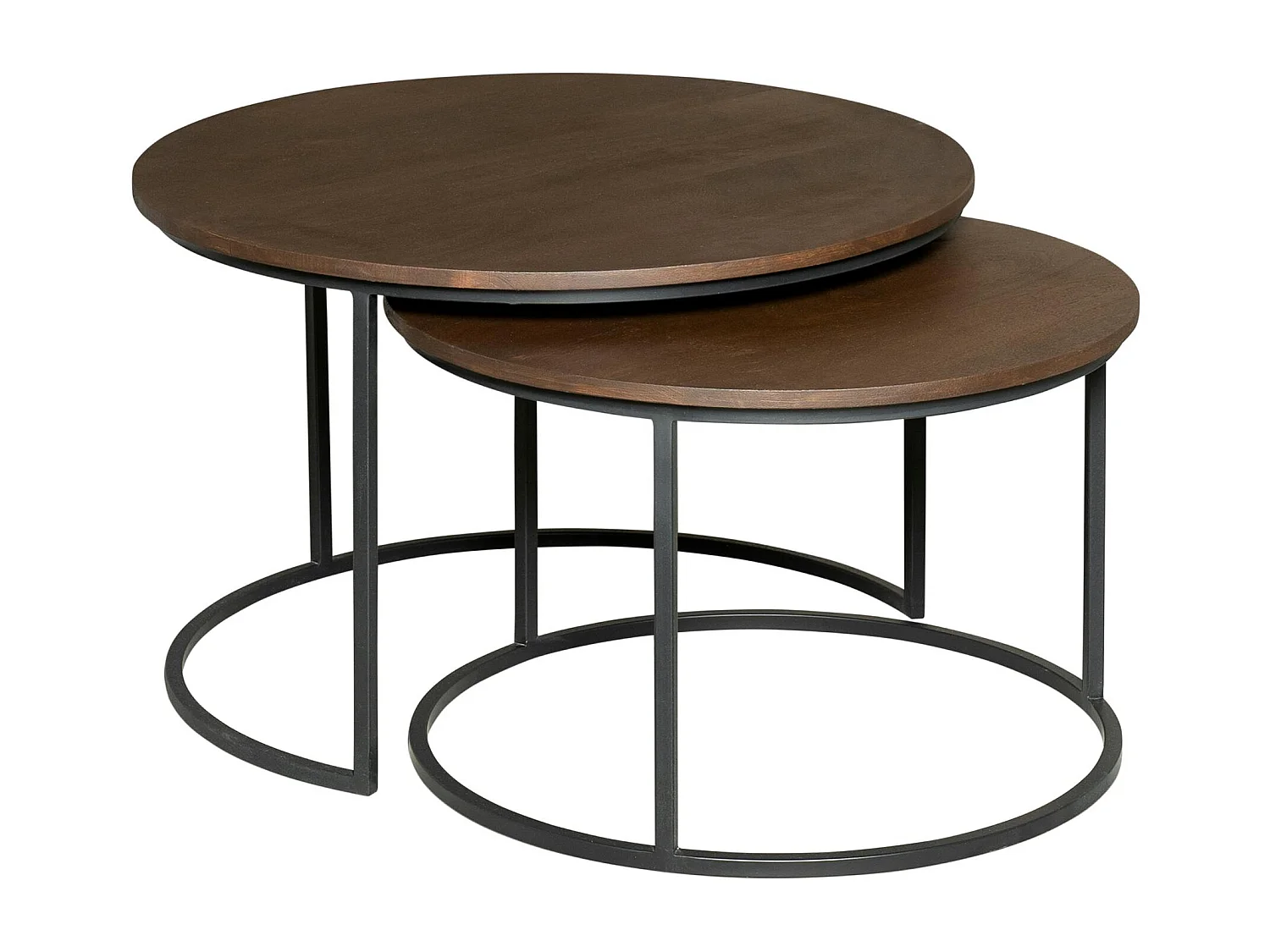 Table gigogne ronde en bois brun (lot de 2) CORTINA