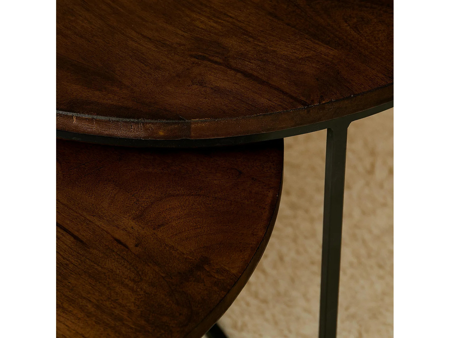 Table gigogne ronde en bois brun (lot de 2) CORTINA