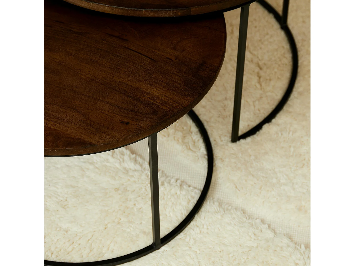 Table gigogne ronde en bois brun (lot de 2) CORTINA