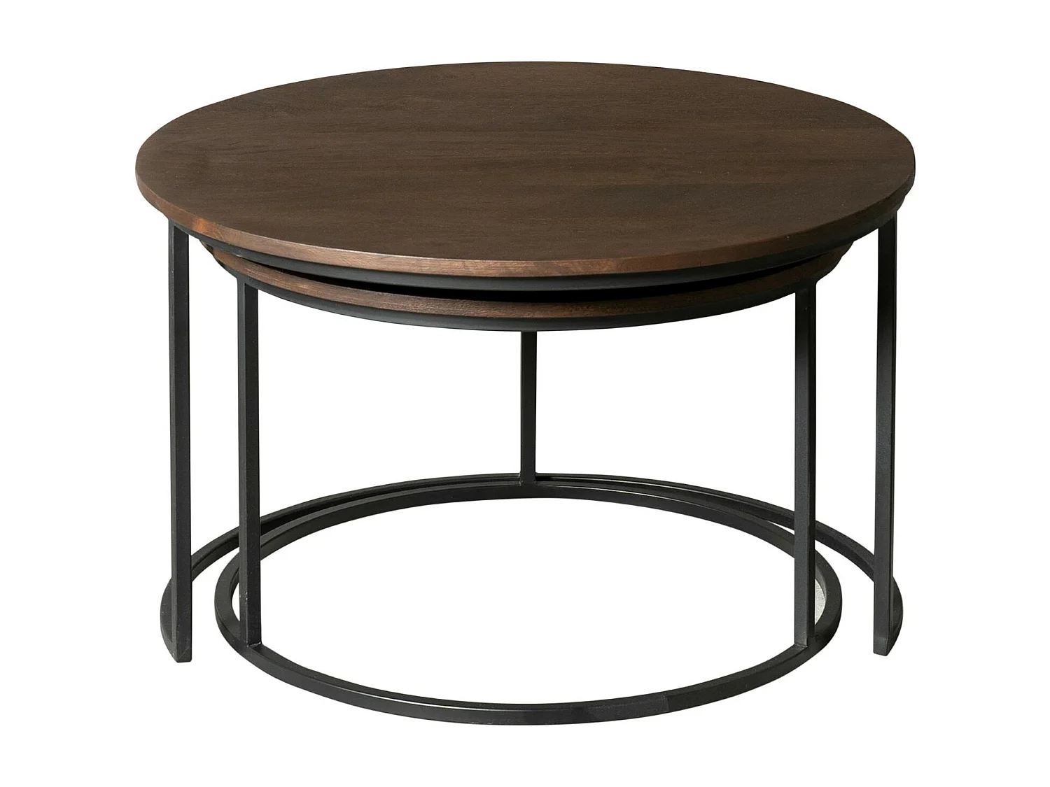 Table gigogne ronde en bois brun (lot de 2) CORTINA