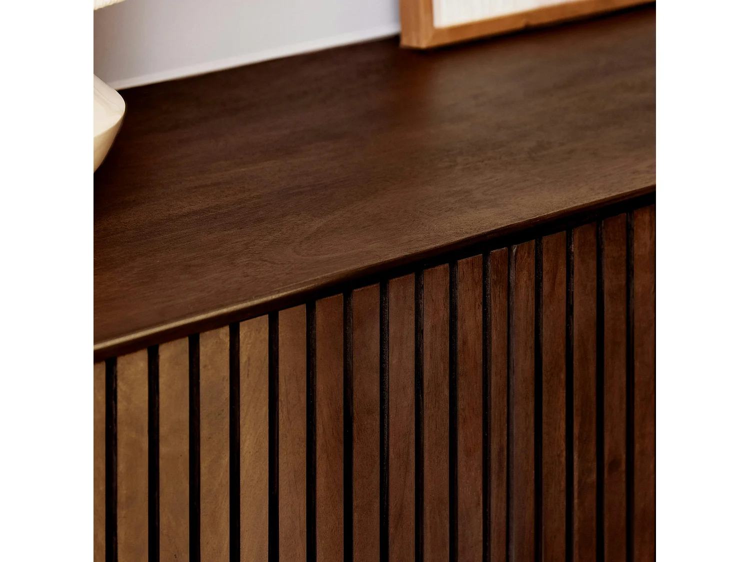 Buffet vintage bois brun 3 portes rainurées CORTINA