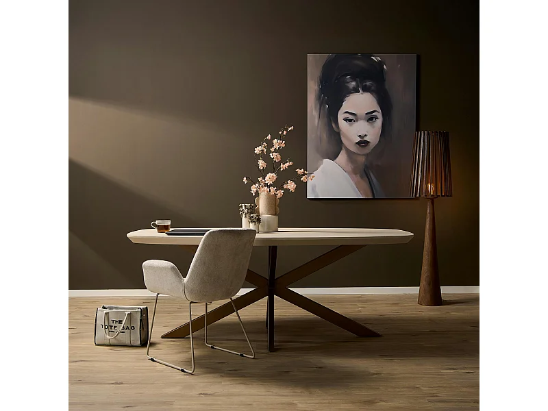 Table à manger bois sable bords arrondis 160 cm CORTINA