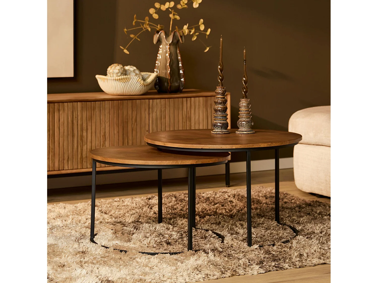 Table gigogne ronde en bois (lot de 2) CORTINA