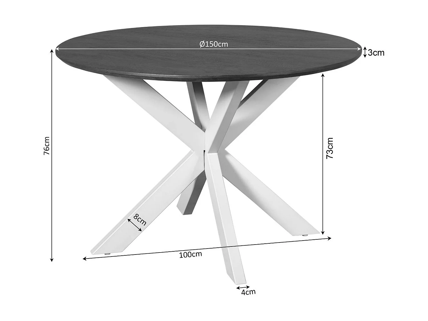 Table à manger ronde en bois de manguier Ø150 cm CORTINA
