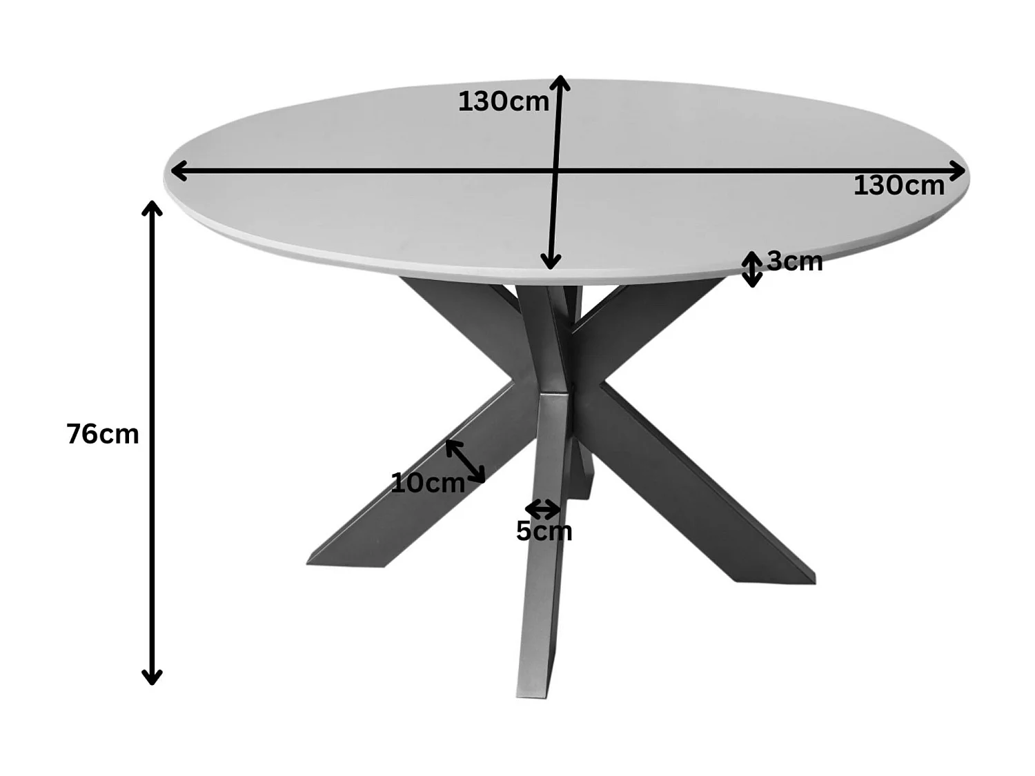 Table à manger ronde bois beige pied bronze Ø130 cm CORTINA