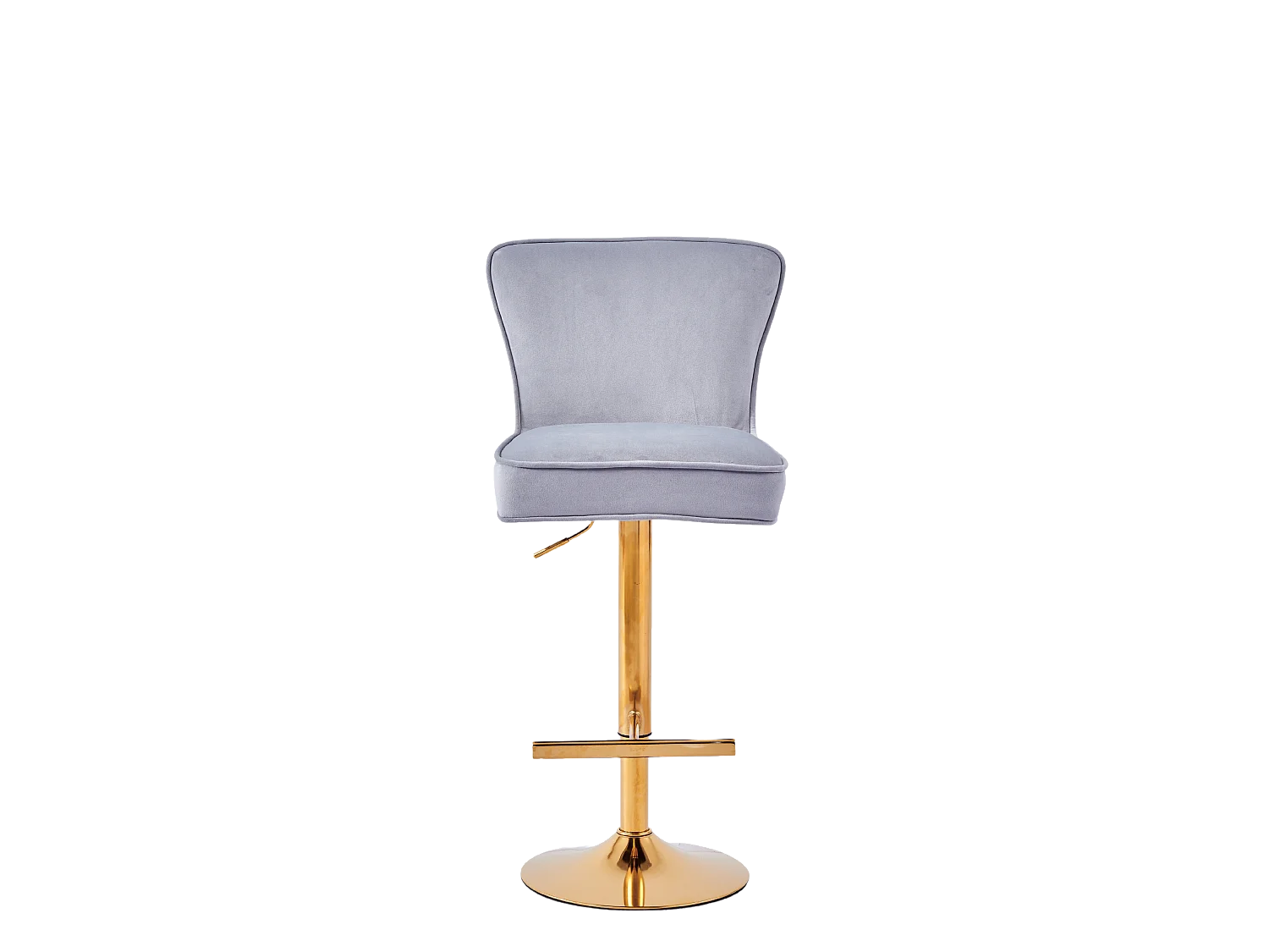 Lot 2 Tabourets de Bar Gabrielle Velours Gris Pieds Gold Hauteur Assise 65cm