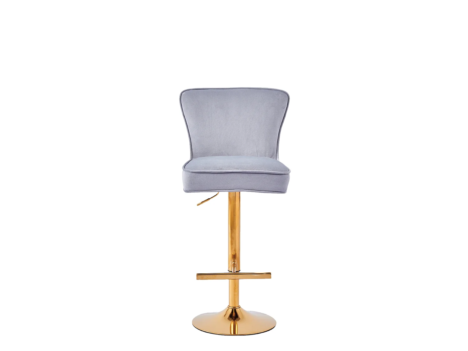 Lot de 2 tabourets de bar velours gris pieds métal gold 65 cm - GABRIELLE