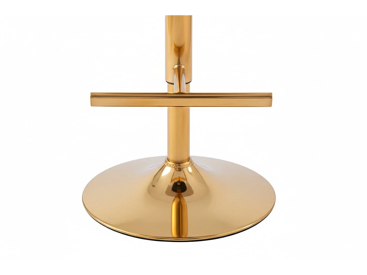 Lot 2 Tabourets de Bar Gabrielle Velours Beige Pieds Gold Hauteur Assise 65cm