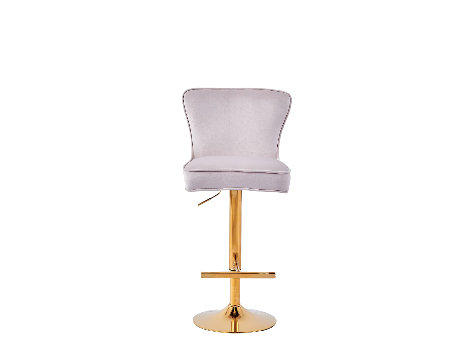 Lot 2 Tabourets de Bar Gabrielle Velours Beige Pieds Gold Hauteur Assise 65cm