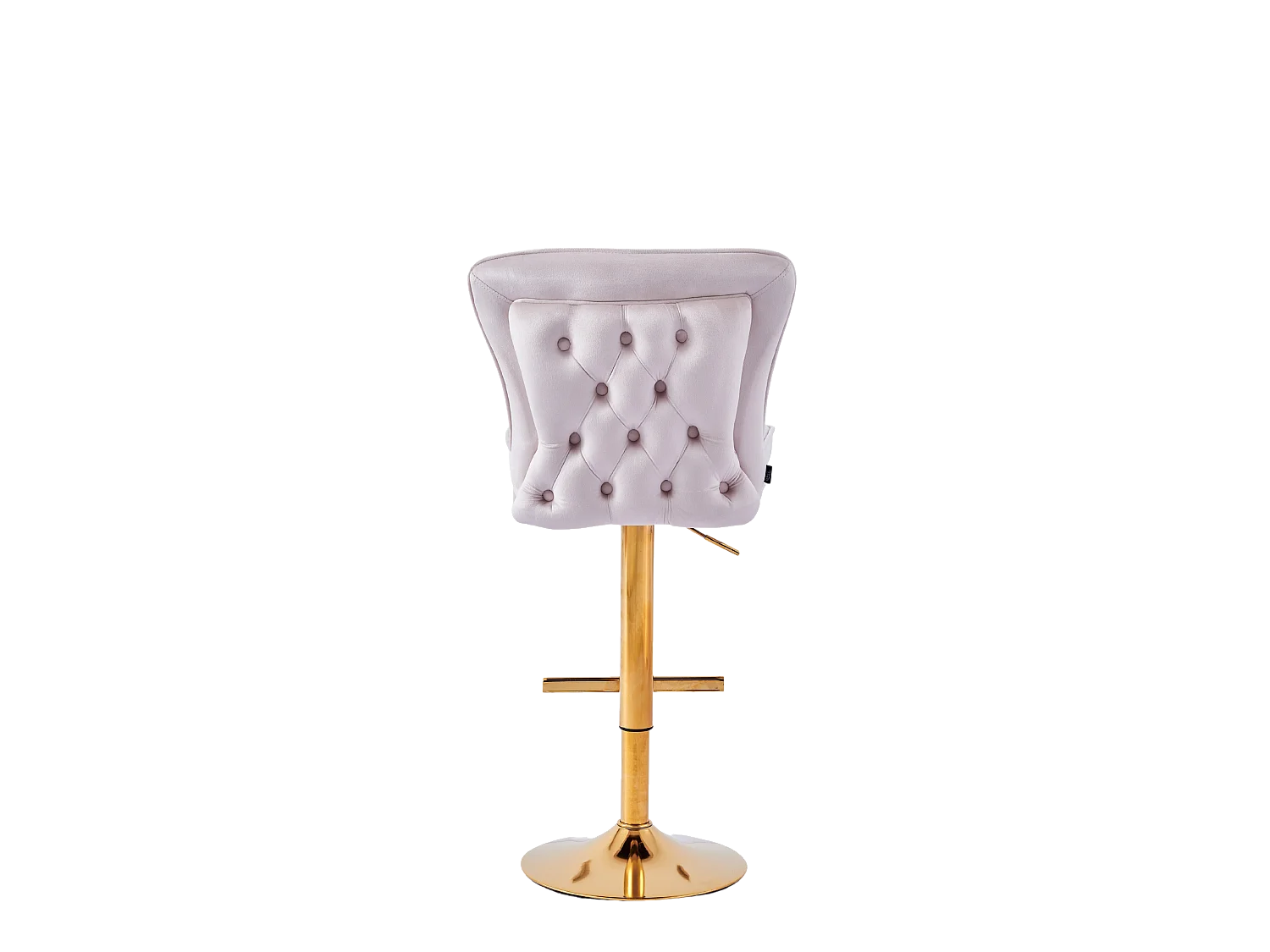 Lot 2 Tabourets de Bar Gabrielle Velours Beige Pieds Gold Hauteur Assise 65cm