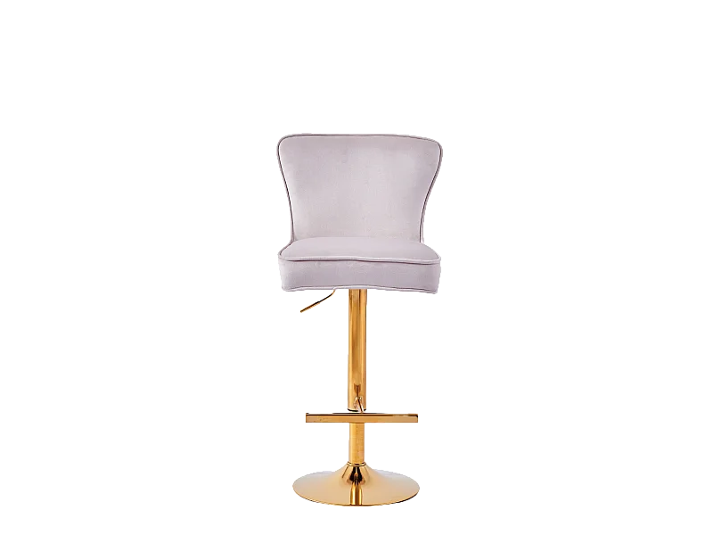 Lot 2 Tabourets de Bar Gabrielle Velours Beige Pieds Gold Hauteur Assise 65cm