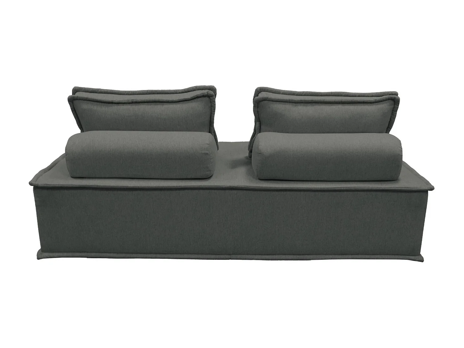 Sofá modular en tela lisa, 4 plazas gris oscuro