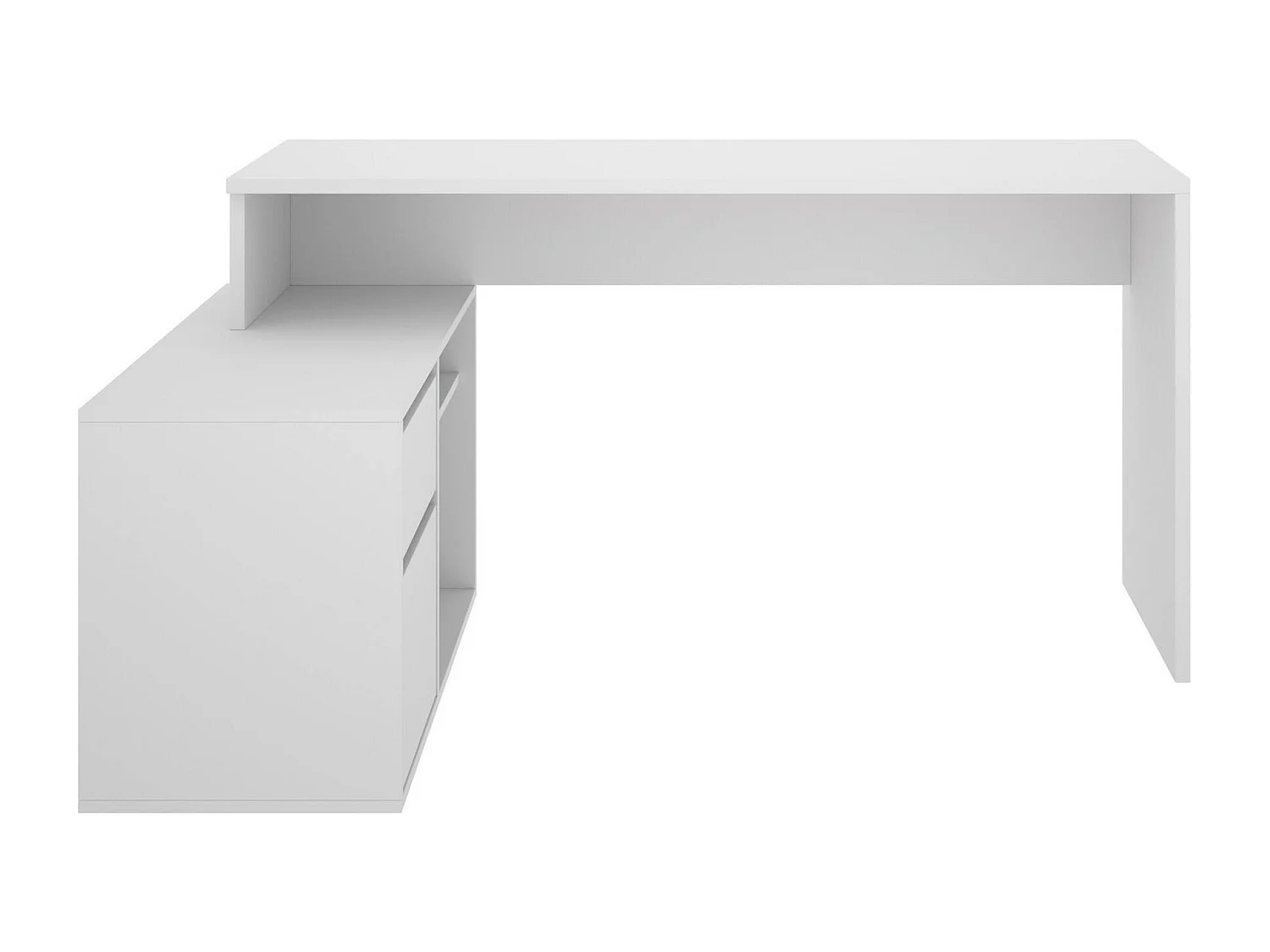 Bureau Gardena, Bureau multi-positions pour le bureau ou la chambre, Table d'étude d'angle polyvalente, 139x92h75 cm, Blanc