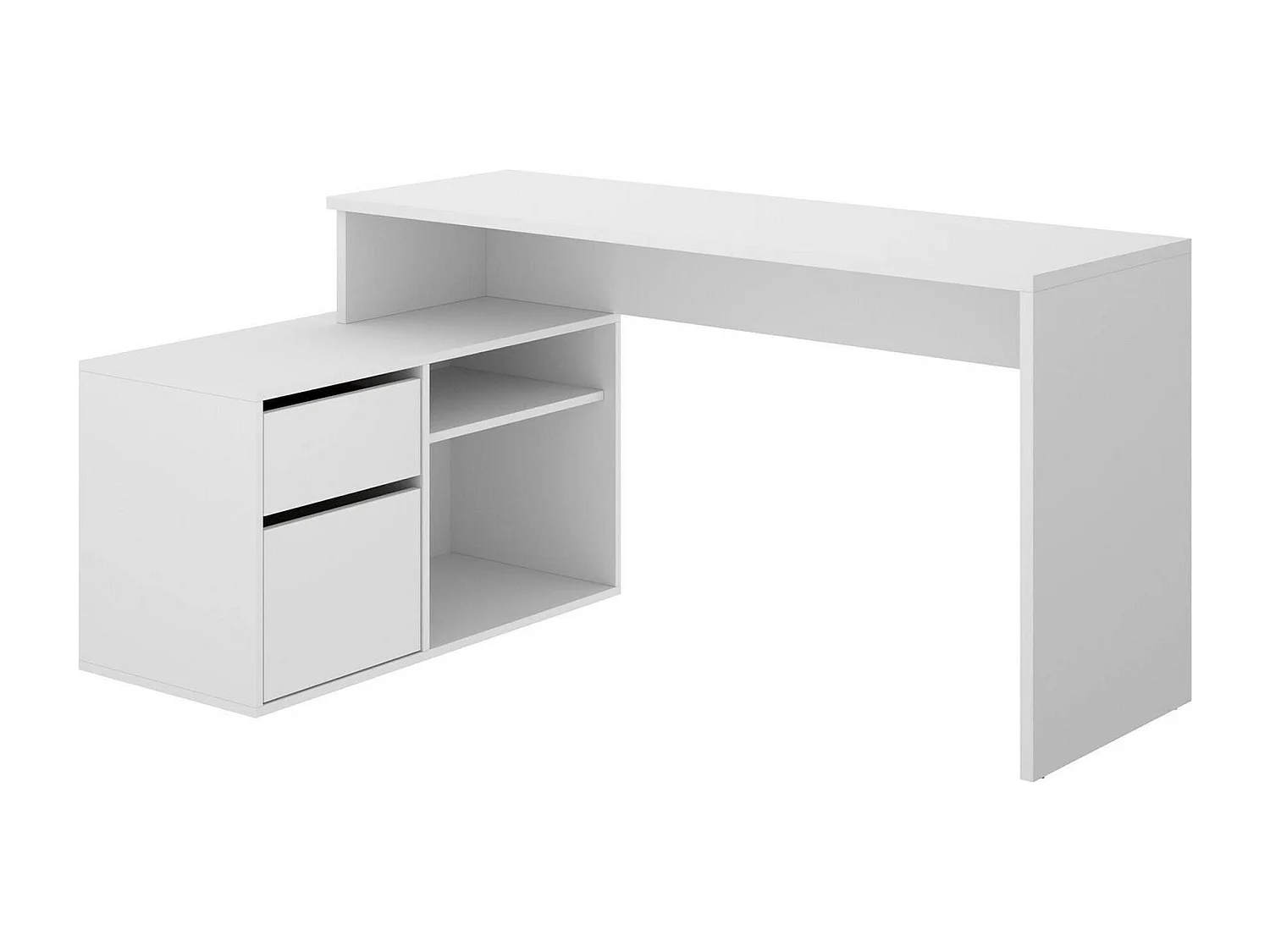 Bureau Gardena, Bureau multi-positions pour le bureau ou la chambre, Table d'étude d'angle polyvalente, 139x92h75 cm, Blanc