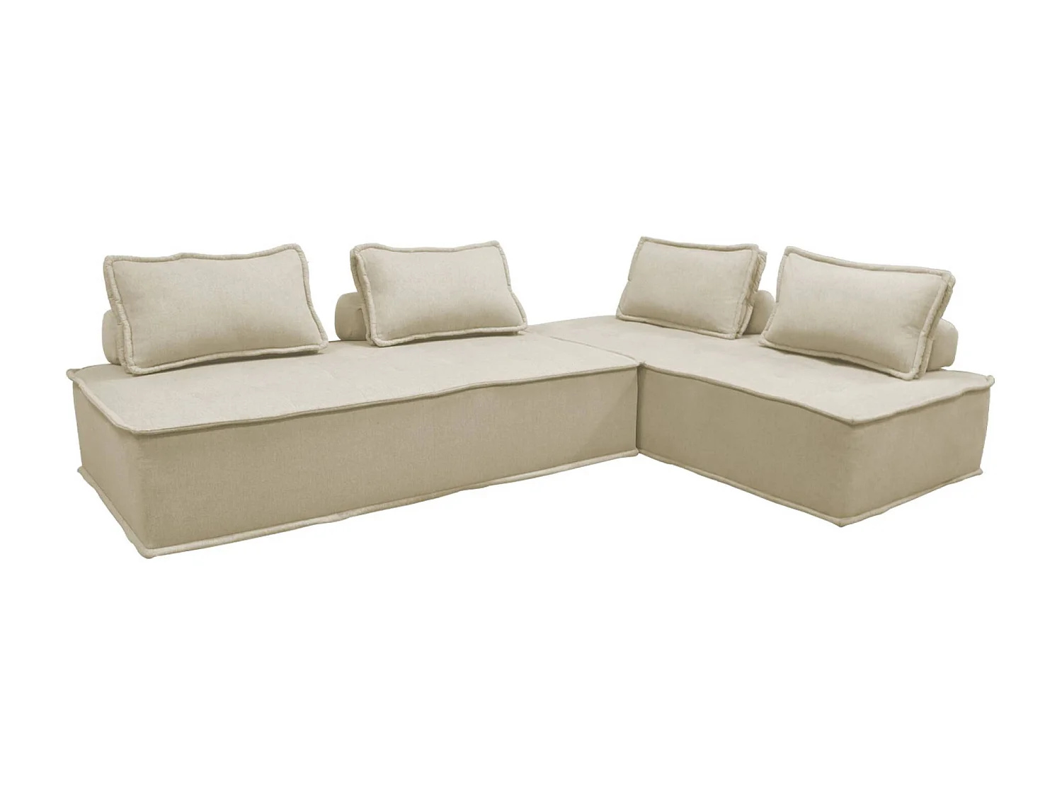 Set 2 moduli per divano modulare in tessuto imbottito, 2 posti, beige