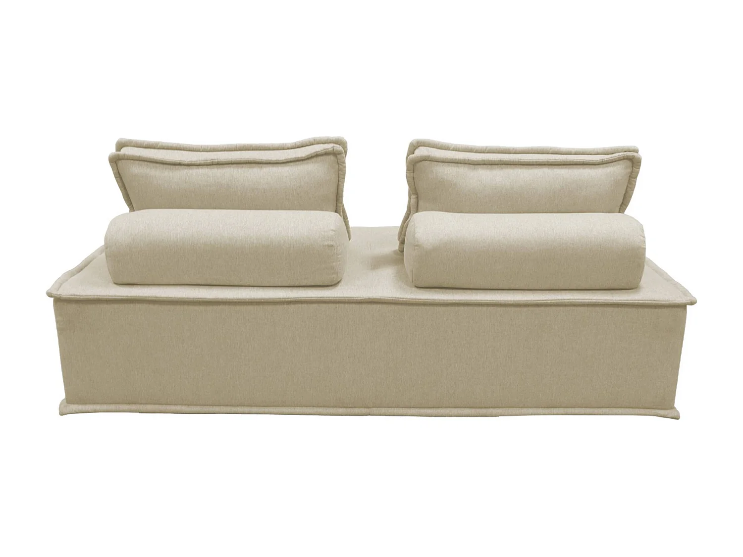 Set 2 moduli per divano modulare in tessuto imbottito, 2 posti, beige
